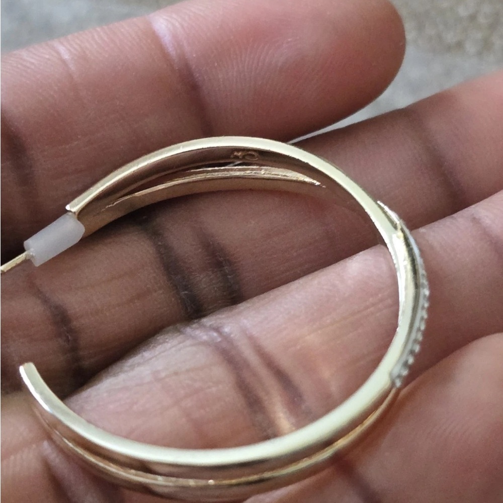 Anne Klien Elegant Gold Silver Hoop Earrings Criss Cross New - Picture 4 of 10